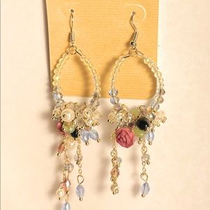Crystal and flower earrings